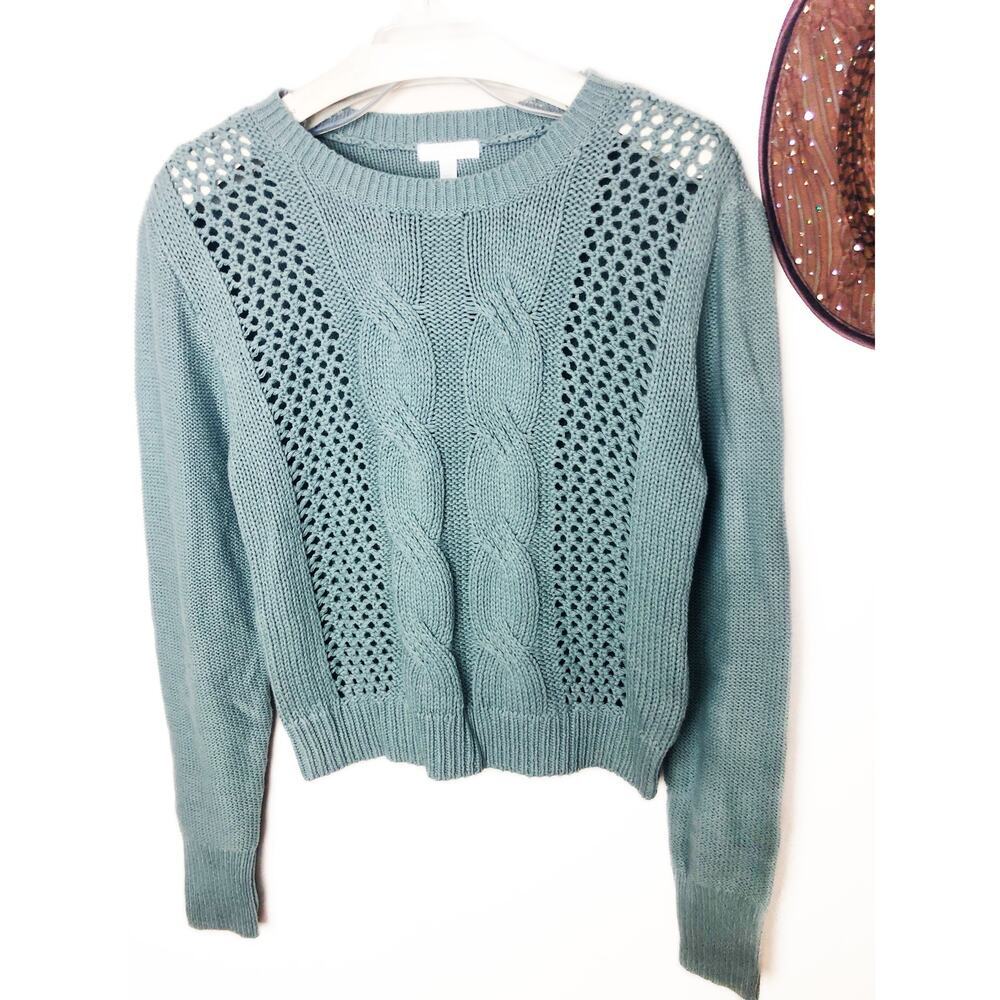 Abound Women’s Teal Cable Knit Sweater Size M Cotton‎ Blend Like New